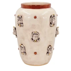 Vaso decorativo Heads in maiolica siciliana con finitura anticata