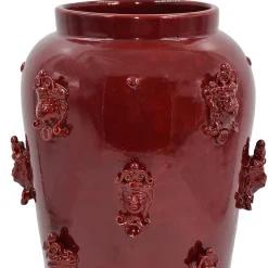 Vaso decorativo Heads in Maiolica siciliana bordeaux