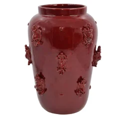 Vaso decorativo Heads in Maiolica siciliana bordeaux