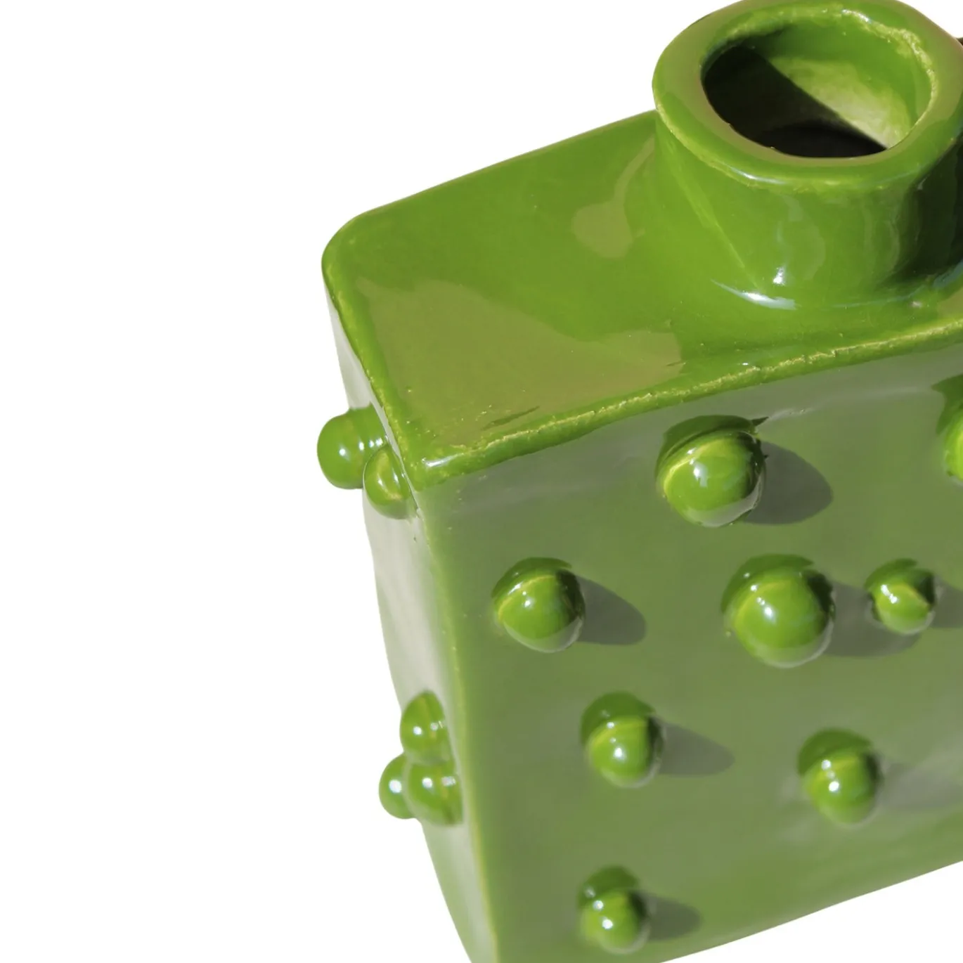 Vaso decorativo in ceramica smaltata verde cactus