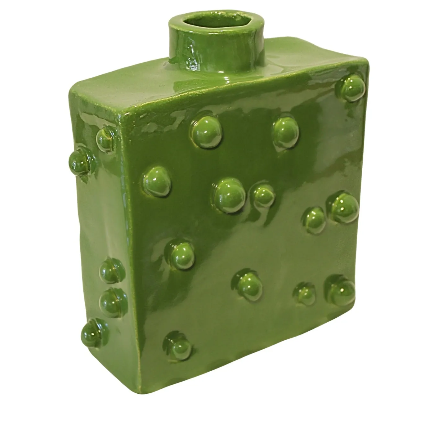 Vaso decorativo in ceramica smaltata verde cactus