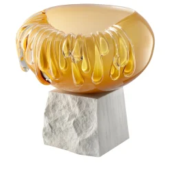 Vaso decorativo in vetro di Murano dorato Stravedamento
