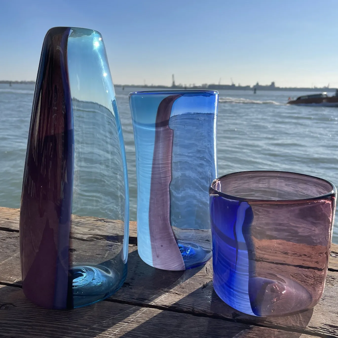 Vaso decorativo in vetro di Murano Nel Blu and Purple