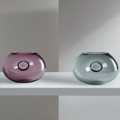 Vaso decorativo in vetro grigio-blu Roman