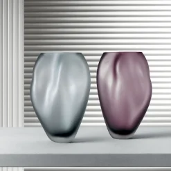 Vaso decorativo in vetro satinato Grigio WAVE