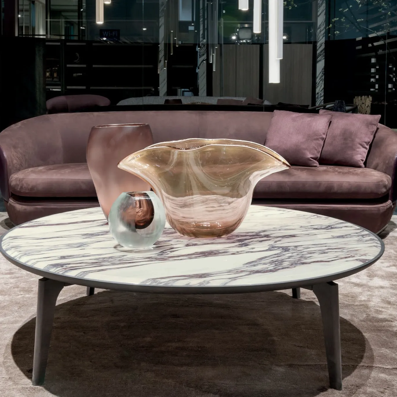 Vaso decorativo in vetro satinato Amethyst WAVE