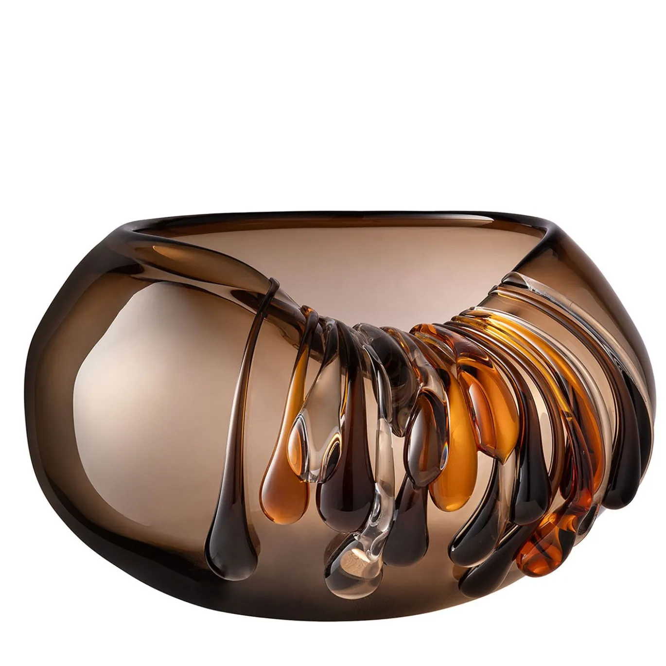 Vaso decorativo Like a Bowl in vetro di Murano marrone fumé e ambra