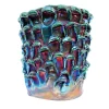 Vaso decorativo Medium della serie Onda in ceramica Raku metallizzata iridescente