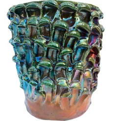 Vaso decorativo Medium della serie Onda in ceramica Raku metallizzata iridescente