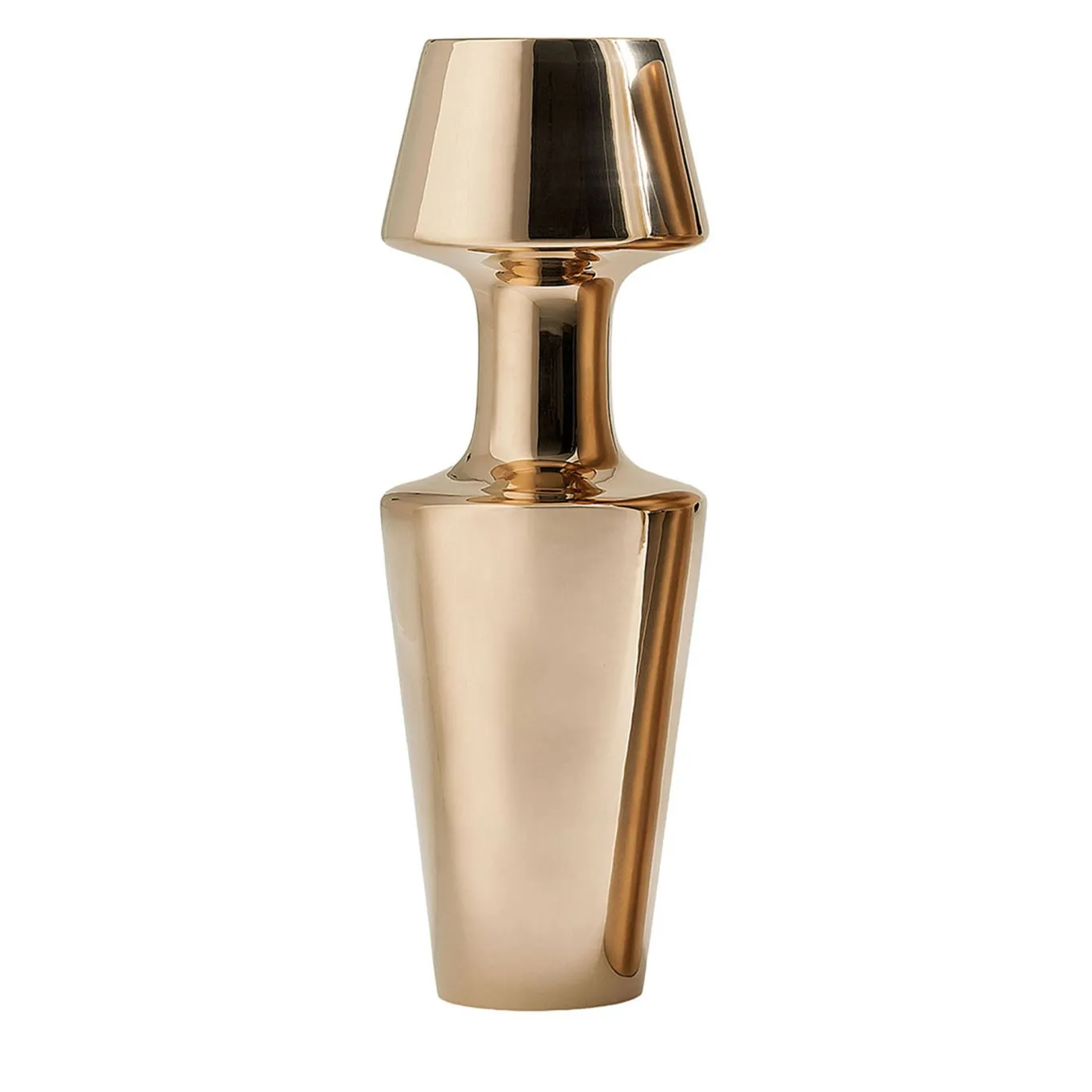 Vaso Decorativo Narrow Paire in Ceramica Oro Lucido