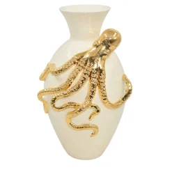 Vaso decorativo Octopus oro in maiolica siciliana