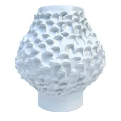 Vaso decorativo Olive della serie Onda in ceramica avorio lucida