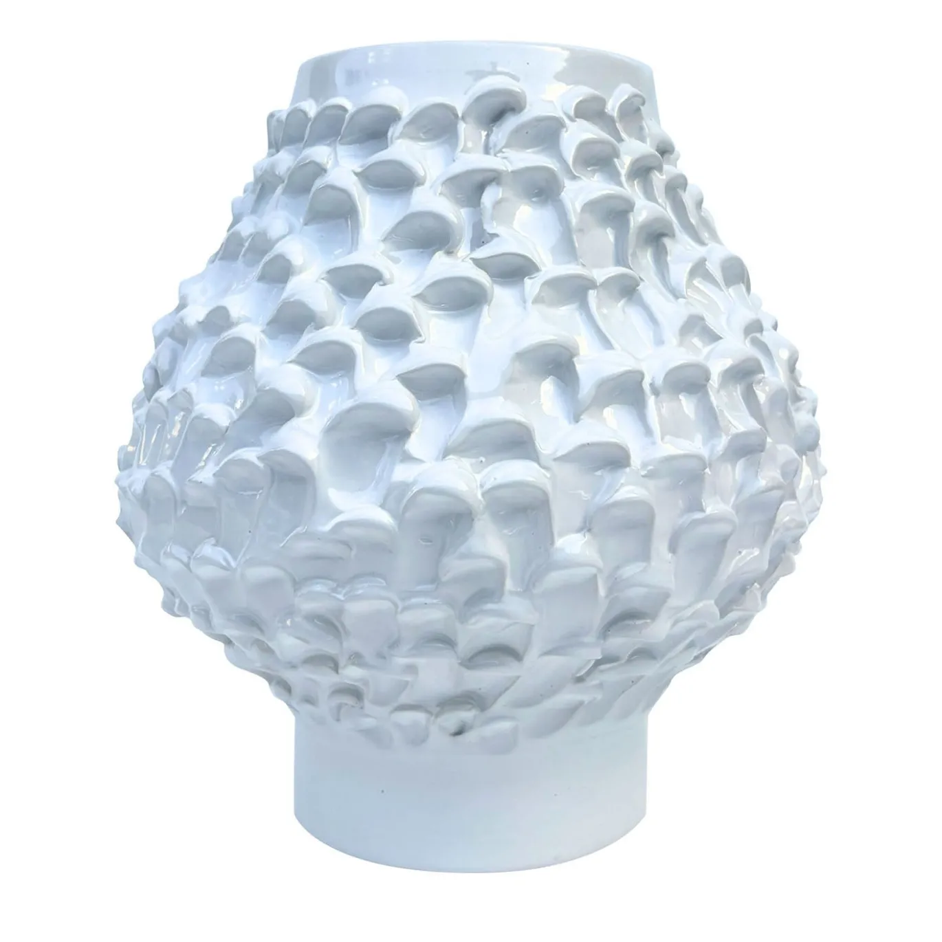 Vaso decorativo Olive della serie Onda in ceramica avorio lucida