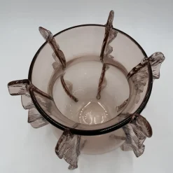 Vaso decorativo Onde basso in vetro di Murano rosa
