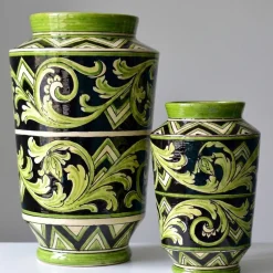 Vaso Decorativo Parigi Grande in Maiolica Siciliana Nera e Verde