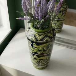 Vaso decorativo Parigi Medio in maiolica siciliana nera e verde