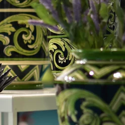 Vaso decorativo Parigi piccolo in maiolica siciliana nera e verde