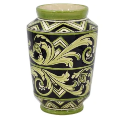 Vaso decorativo Parigi piccolo in maiolica siciliana nera e verde