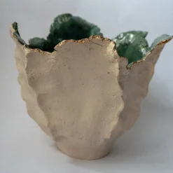 Vaso Decorativo Petalo Verde in Ceramica
