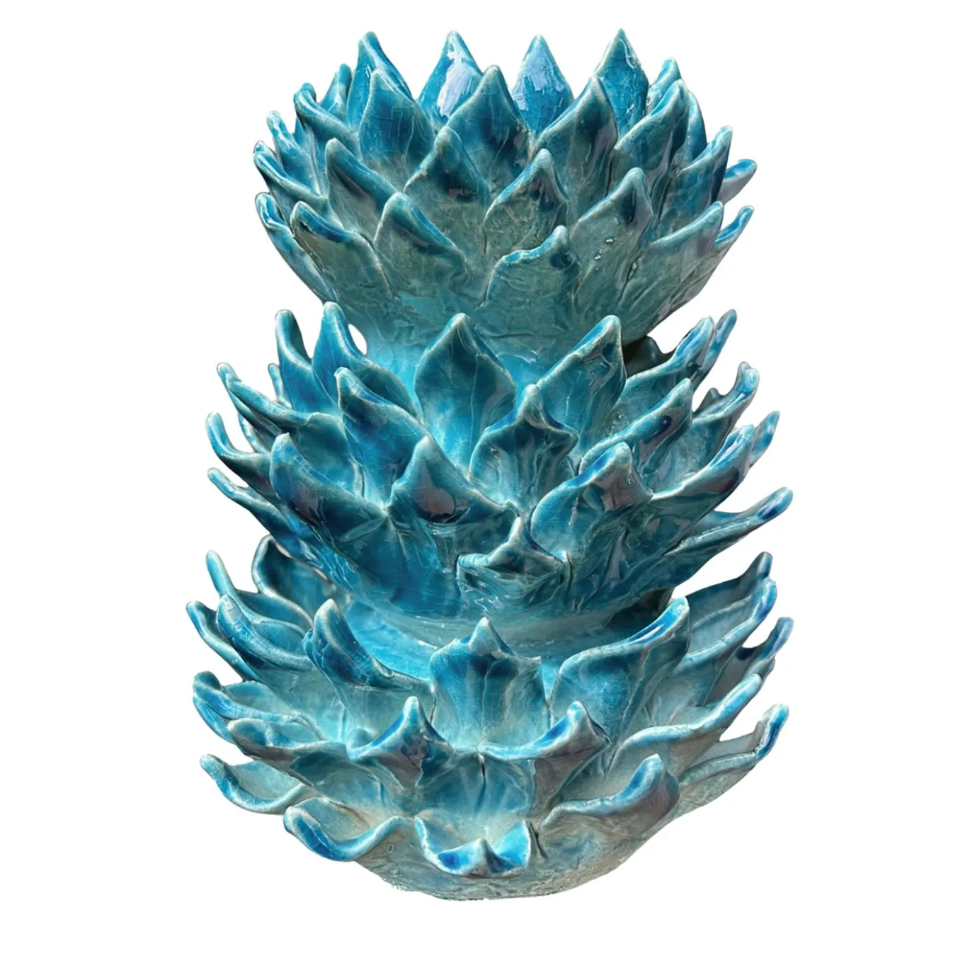 Vaso decorativo Pinecone in ceramica smaltata azzurra