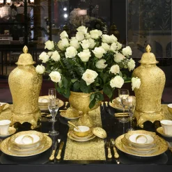 Vaso decorativo Poutiche Golden Palace alto in porcellana