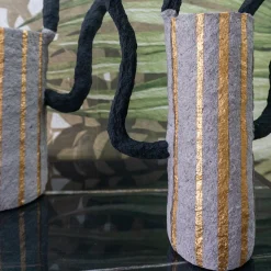Vaso Decorativo Project Material Oro e Grigio #2