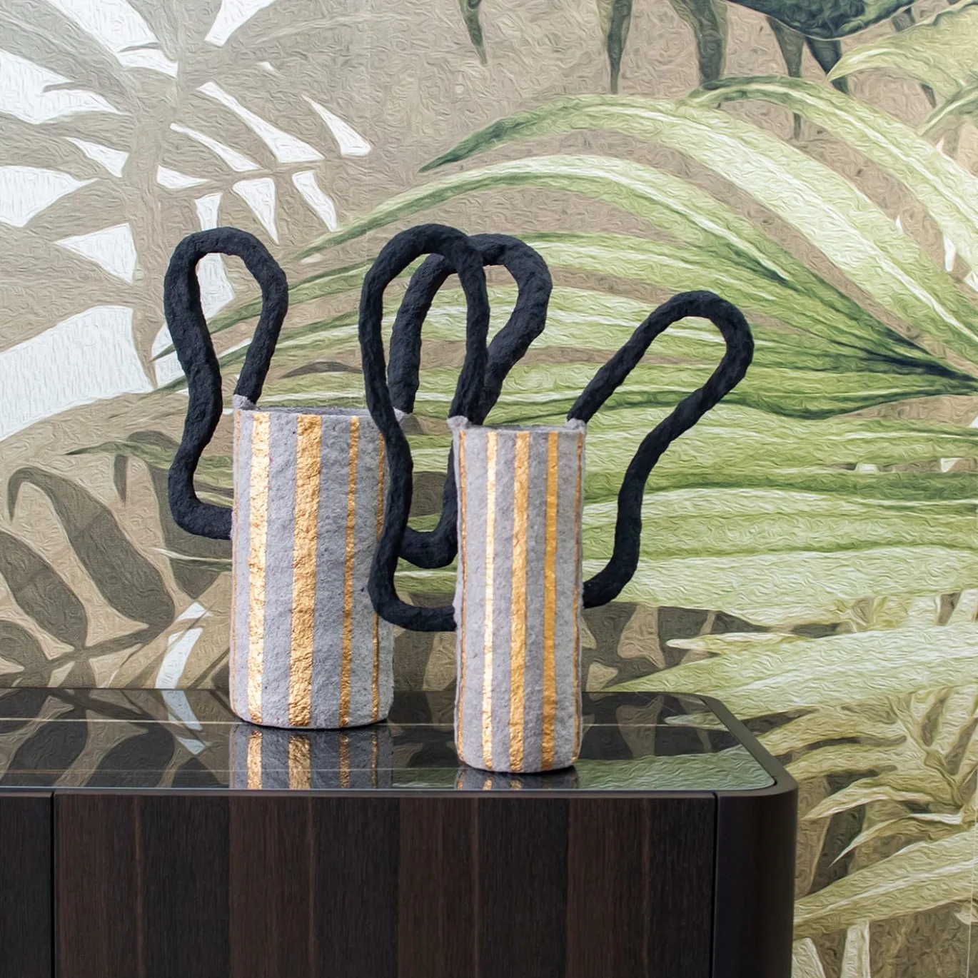 Vaso Decorativo Project Material Oro e Grigio #1