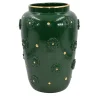 Vaso decorativo Rosette in Maiolica Siciliana verde antico con dettagli dorati