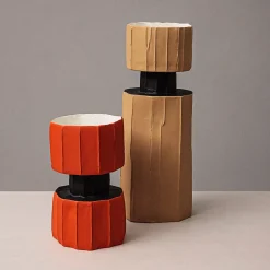 Vaso Decorativo Safa Etero Corteccia Beige e Nero