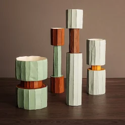 Vaso Decorativo Safa Mono Corteccia Verde Chiaro e Giallo