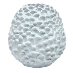 Vaso decorativo Small Round della serie Onda in ceramica bianca lucida