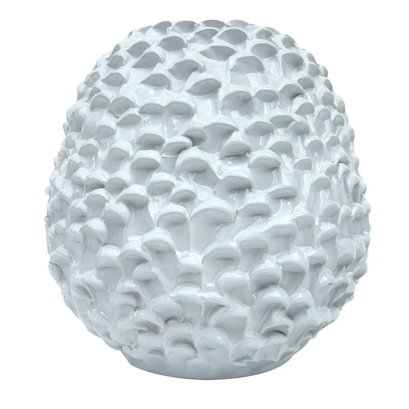 Vaso decorativo Small Round della serie Onda in ceramica bianca lucida