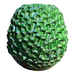 Vaso decorativo Small Round della serie Onda in Verde Muschio Dorato