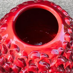 Vaso decorativo Small Round della serie Onda in ceramica rossa