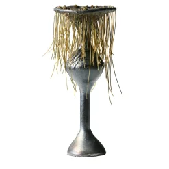 Vaso decorativo Tousled in gres con finitura opaca metallica