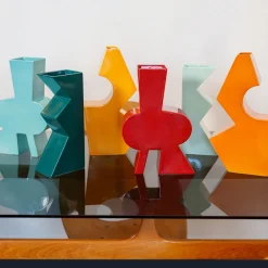 Vaso decorativo Tribal C in ceramica azzurra