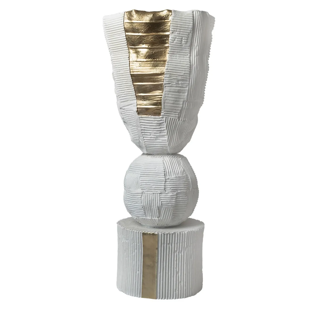 Vaso Decorativo Trofeo Cartoccio con Doppio Inserto Oro