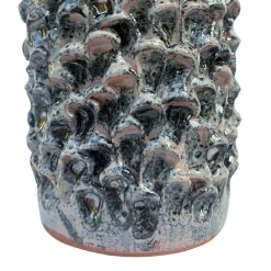 Vaso decorativo Tubino della serie Onda in ceramica rosa metallizzata