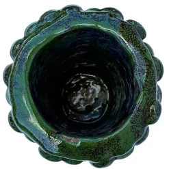 Vaso decorativo Tubino della serie Onda in ceramica verde e blu