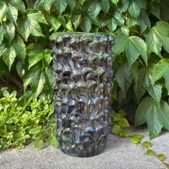 Vaso decorativo Tubino della serie Onda in ceramica verde e blu