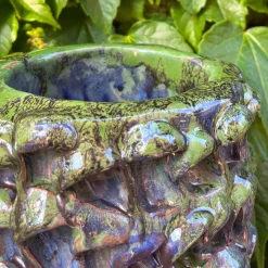Vaso decorativo Tubino della serie Onda in ceramica verde e blu