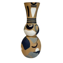 Vaso Decorativo U3 con Motivo Astratto in Terracotta
