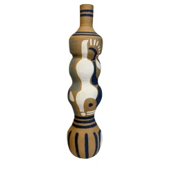 Vaso Decorativo U1 con Motivo Astratto in Terracotta