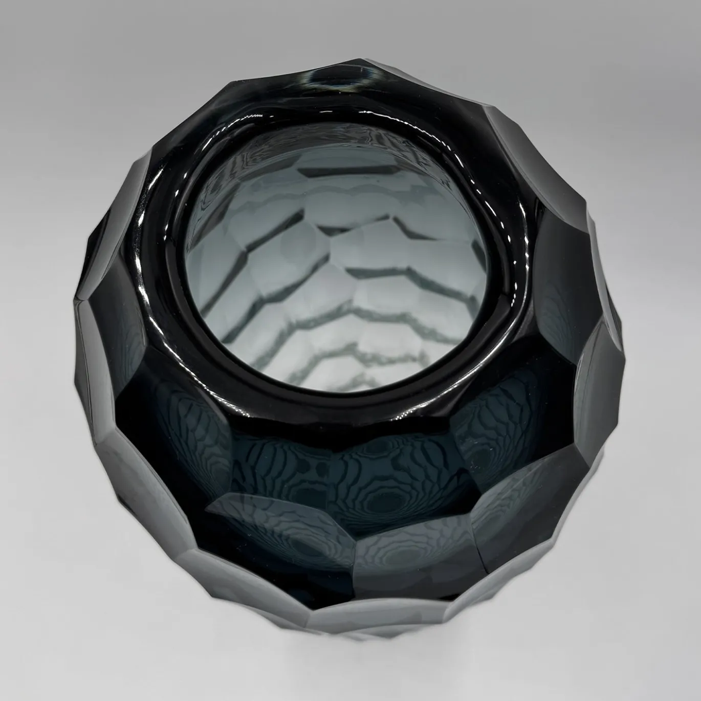 Vaso Diamante Alto in Vetro Grigio