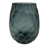Vaso Diamante in vetro grigio con finitura satinata