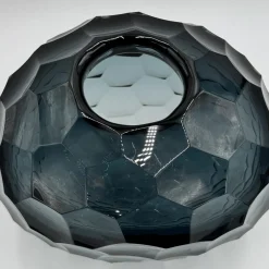 Vaso Diamante Rotondo in Vetro Grigio