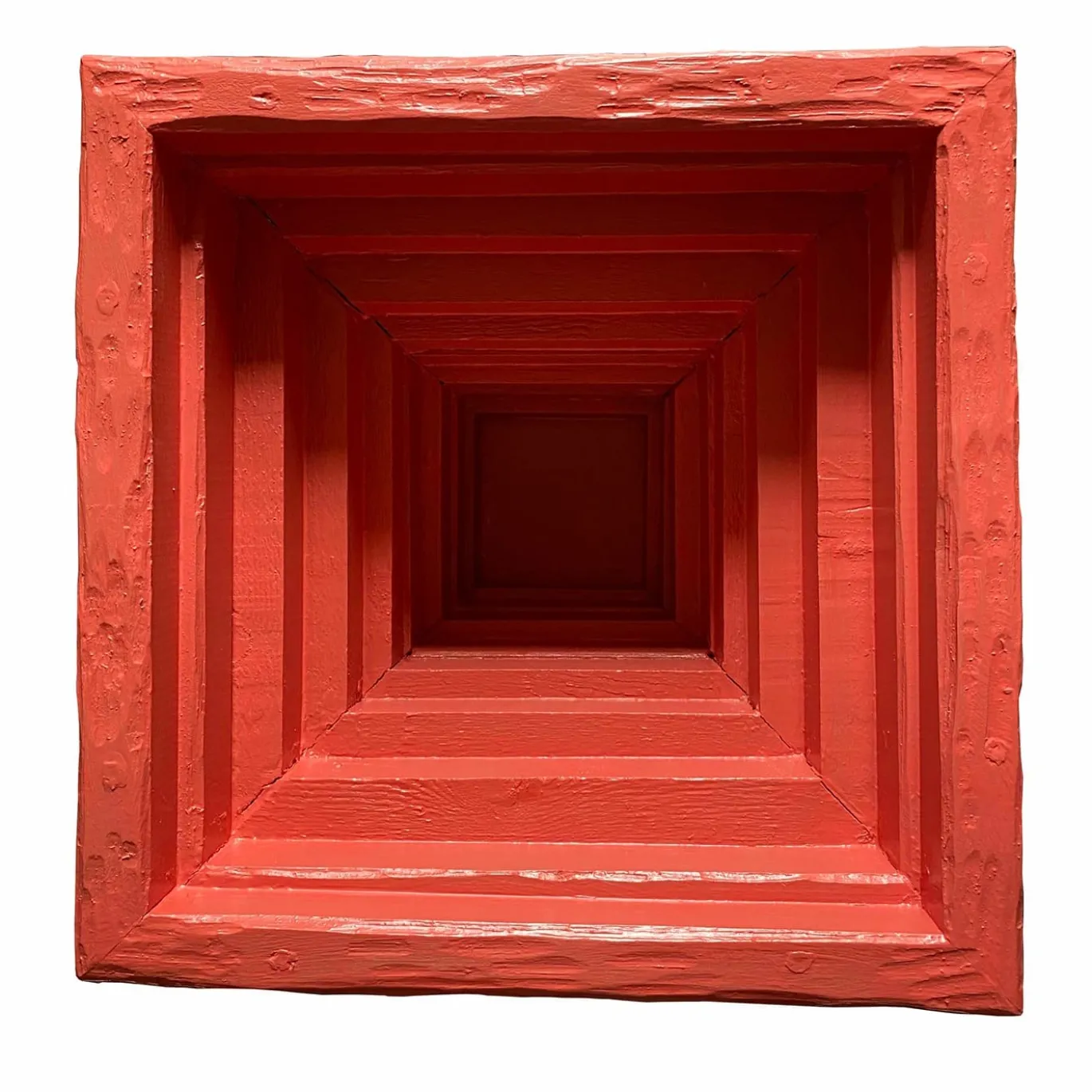 Vaso di legno rosso intagliato di Pietro Meccani