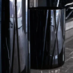 Vaso di vetro alto nero Manhattan