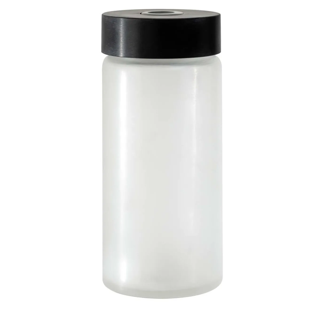 Vaso di vetro cilindrico alto in bianco e nero