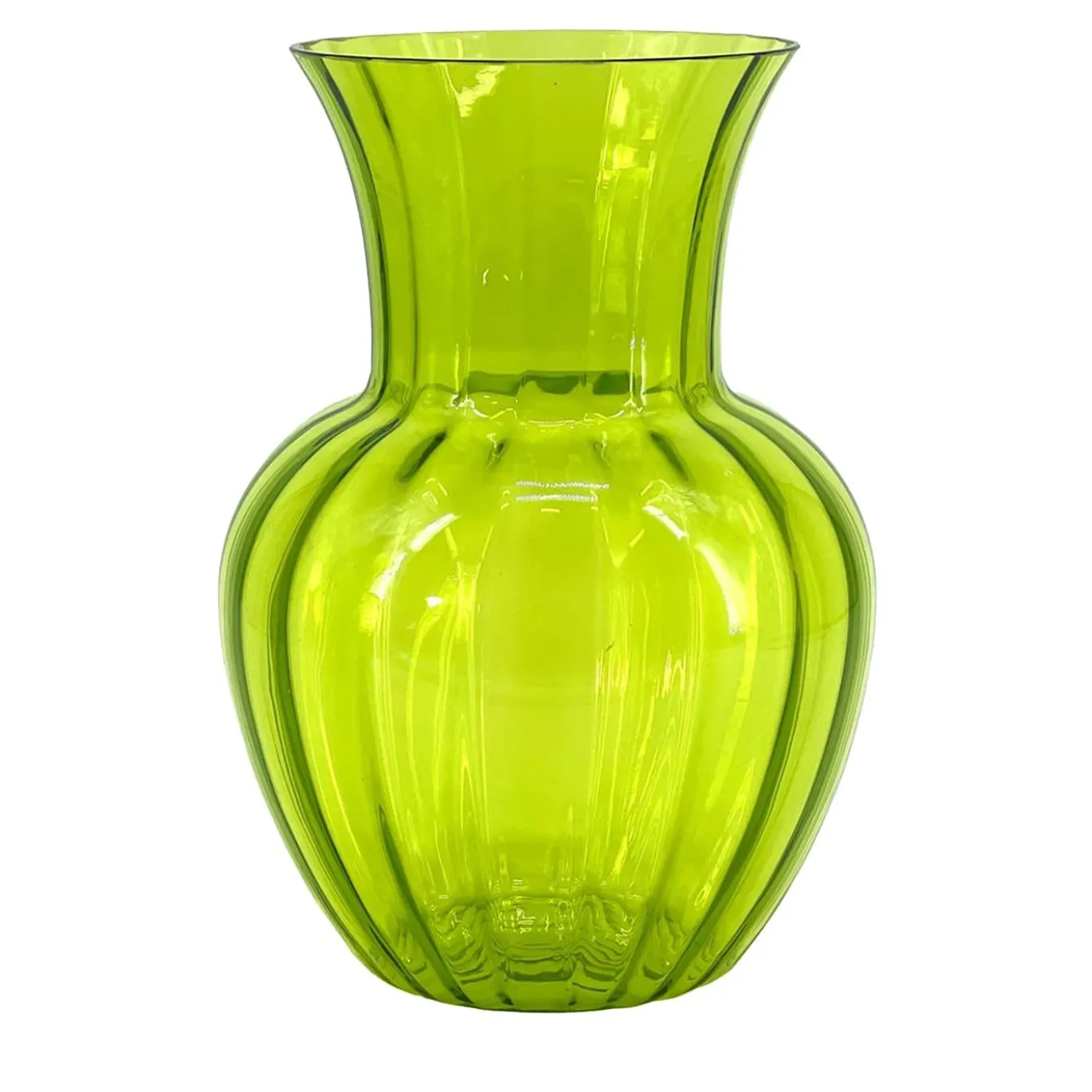 Vaso di vetro di Murano verde acido Rigadin #1